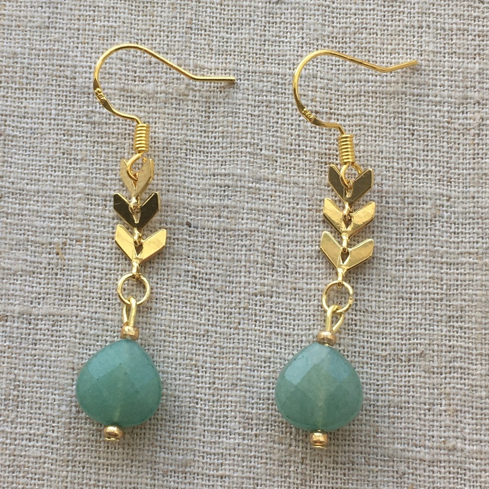Aventurine Chevron Drop Earrings